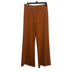 Orange Wide Leg Pants with cool zipper